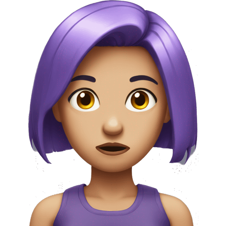 a girl with violet hair looking angry emoji