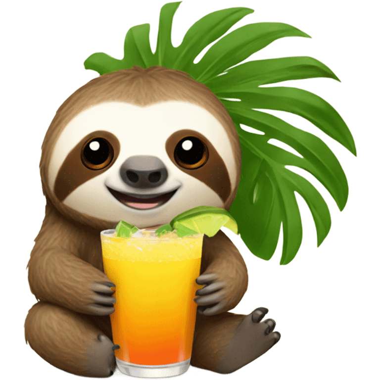 Sloth with a tropical drink emoji