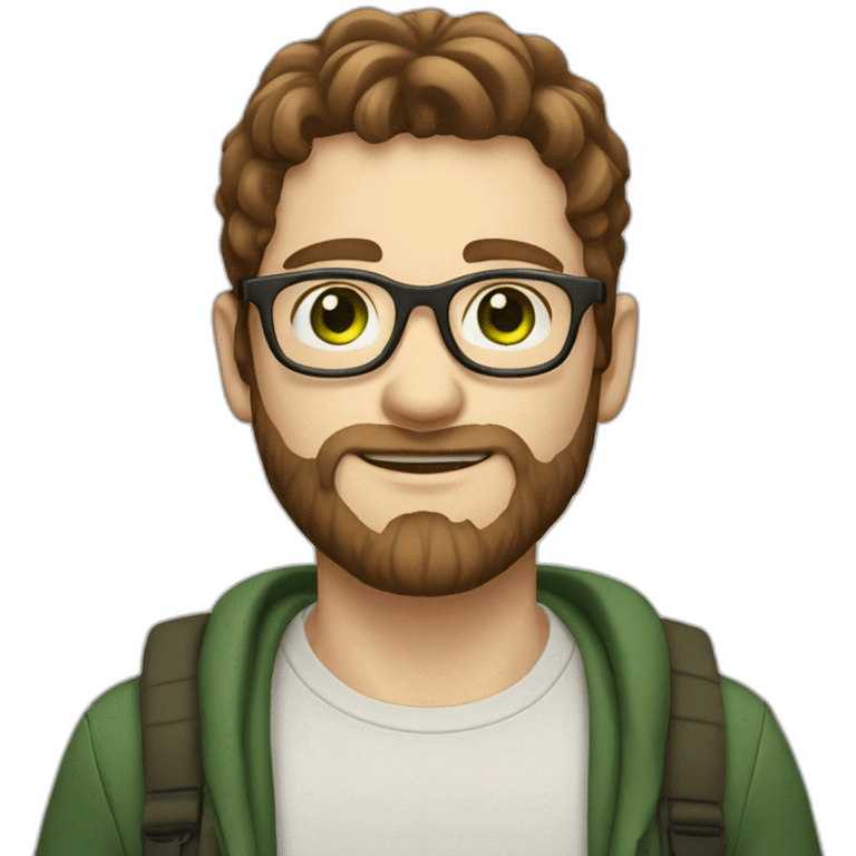 boy with green eyes with glasses brown hair brown beard pale skin emoji