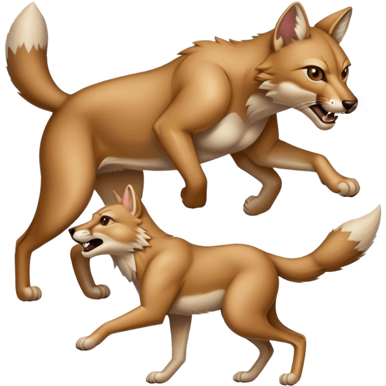 A cougar attacking a coyote emoji