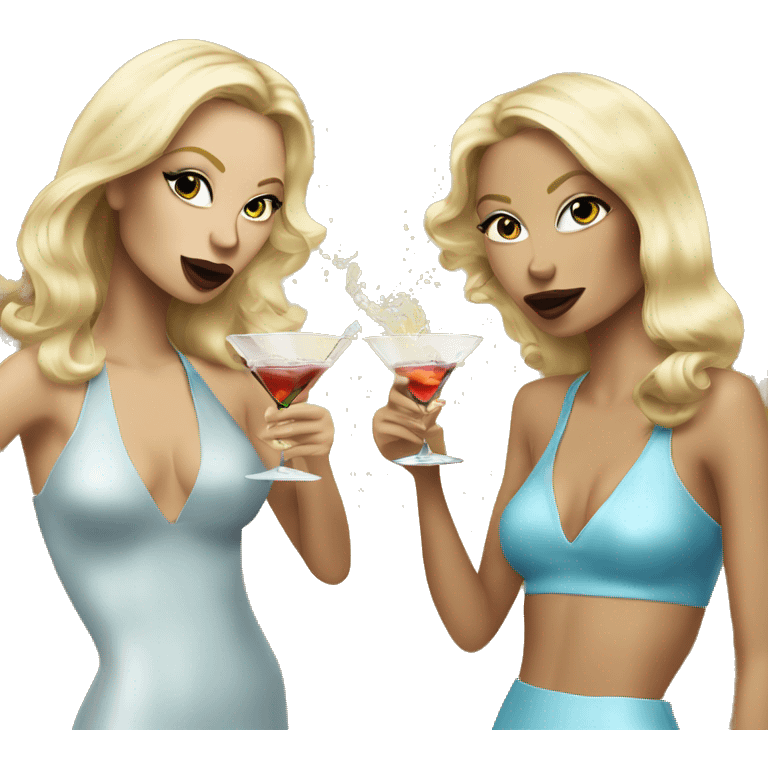 Two blonde model girls drinking dirty martinis emoji