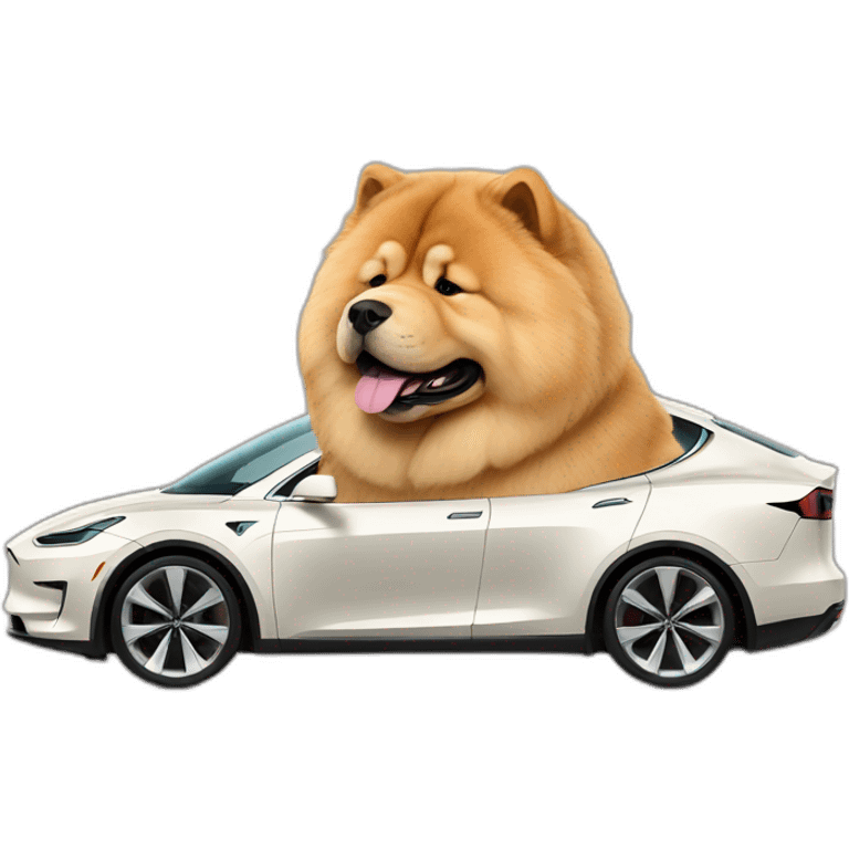 Chow chow in a tesla emoji