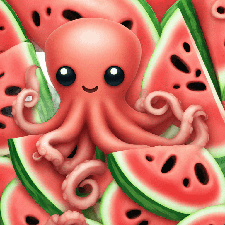 octopus on top of watermelon emoji