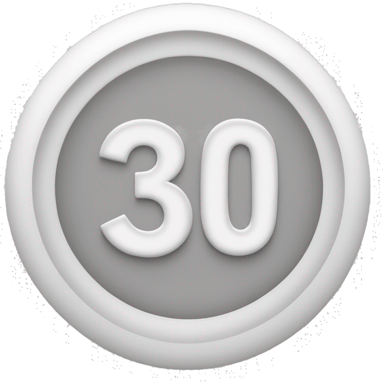 white circular pill with an indented line through the middle horizontally and the number 30 on the top half in white emoji