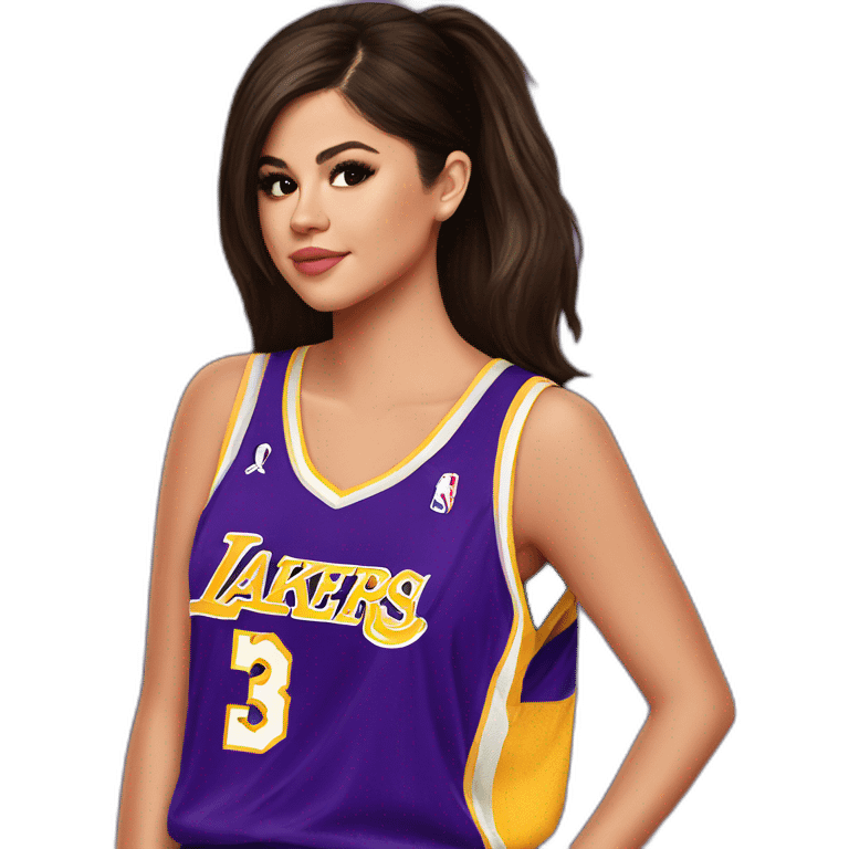 selena gomez with lakers jersey emoji