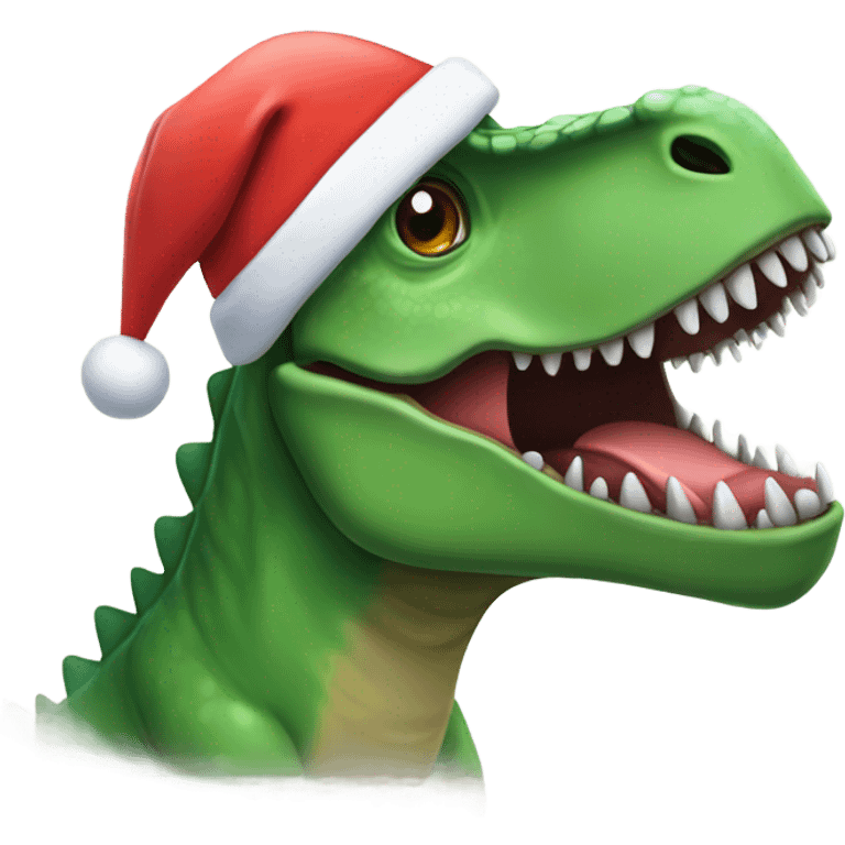 A dinosaur wearing a Christmas hat  emoji