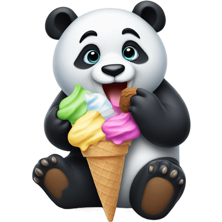 Panda eating ice cream emoji