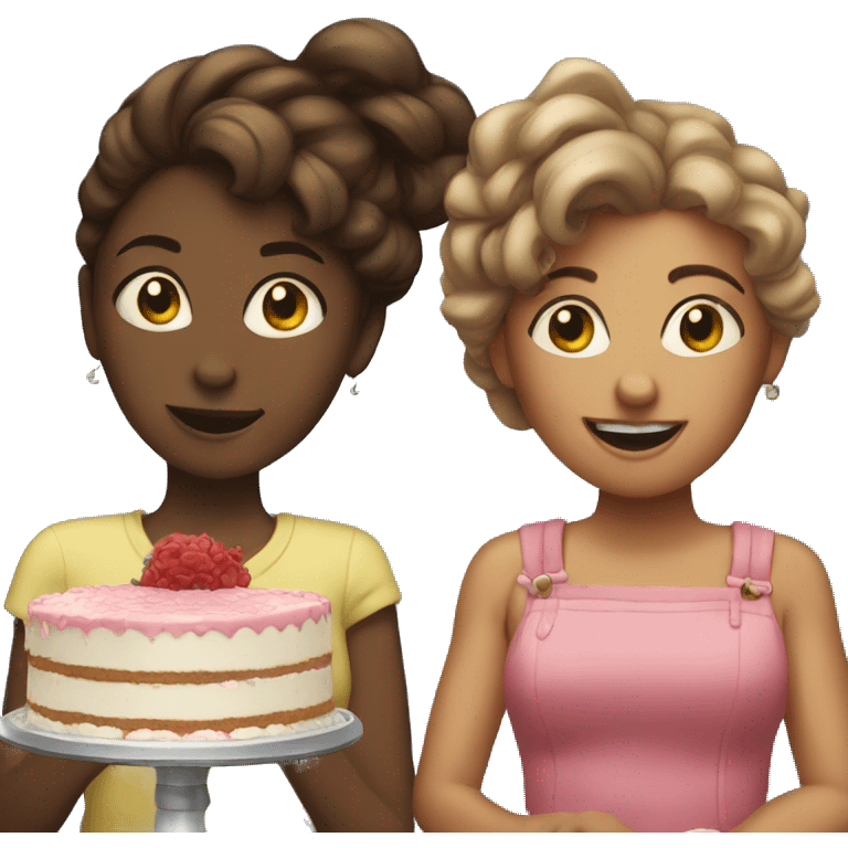 Two sisters and cake emoji