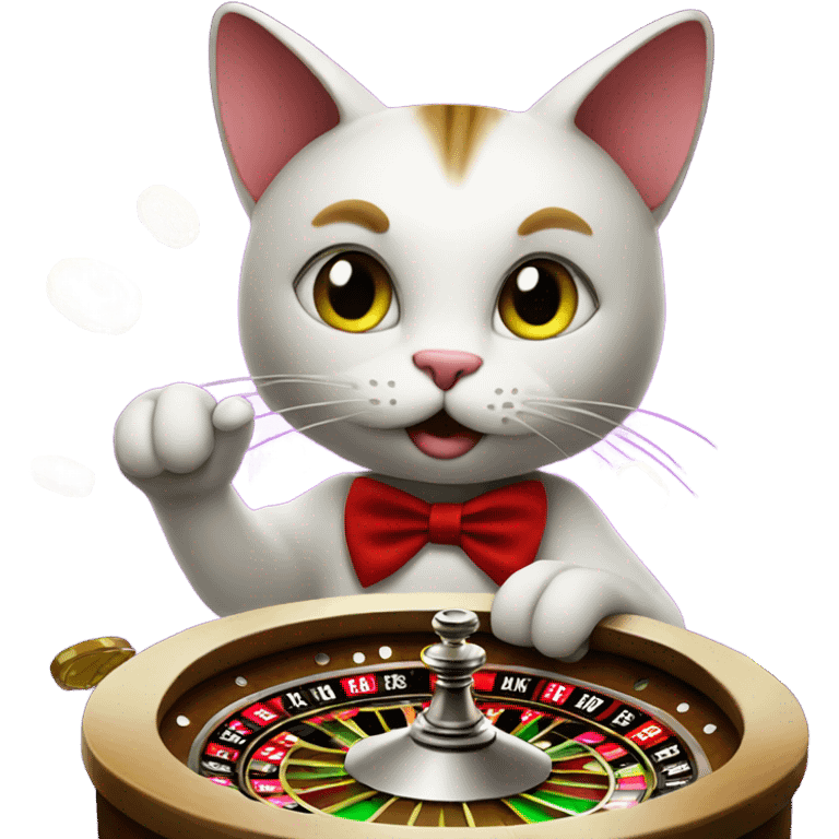 Cat playing roulette at casino in Vegas emoji