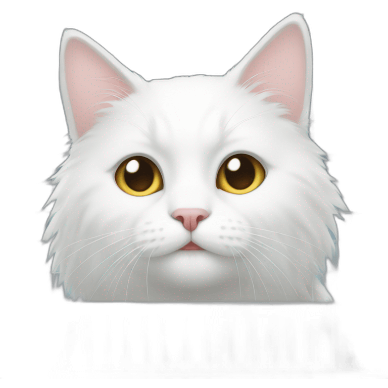 White cat in cage, fur wet emoji