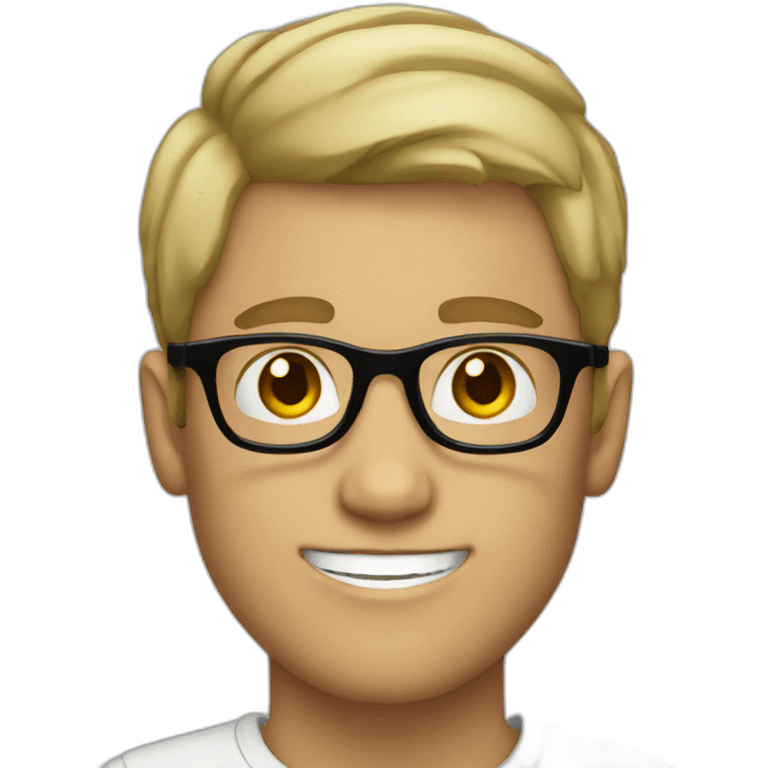 white boy with black glasses short hair emoji