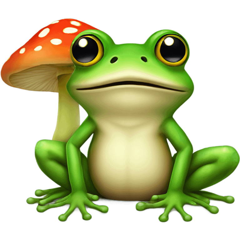 Frog with a mushroom emoji