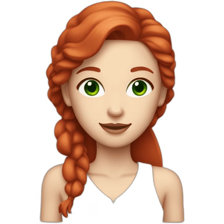 white skin red hair green eyes woman holding meat emoji