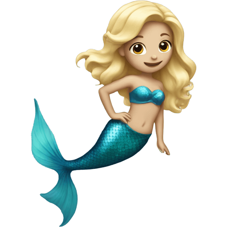 blonde mermaid with blue tail emoji