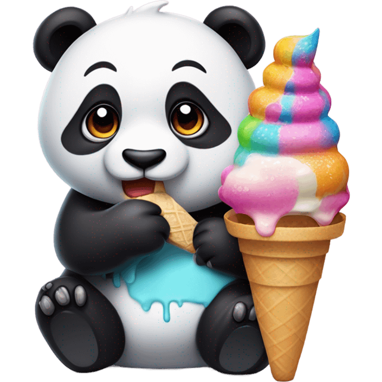 Panda eating ice cream emoji