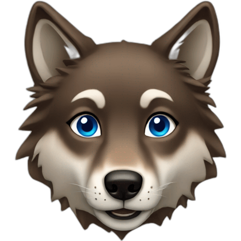 Brown female wolf blue eyes  emoji