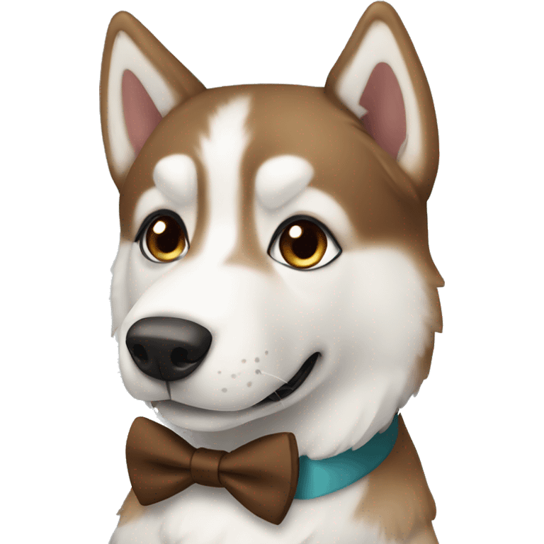 brown and white husky with bowtie emoji