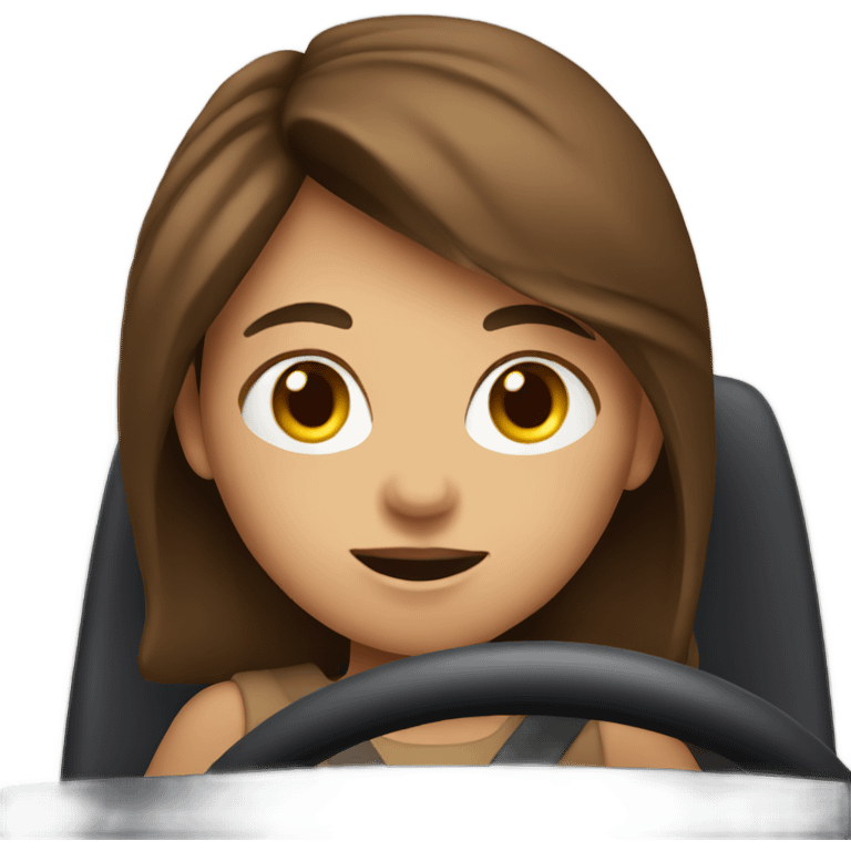 brown hair girl driving car emoji