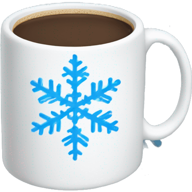 A mug of coffee  with a blue snowflake emoji