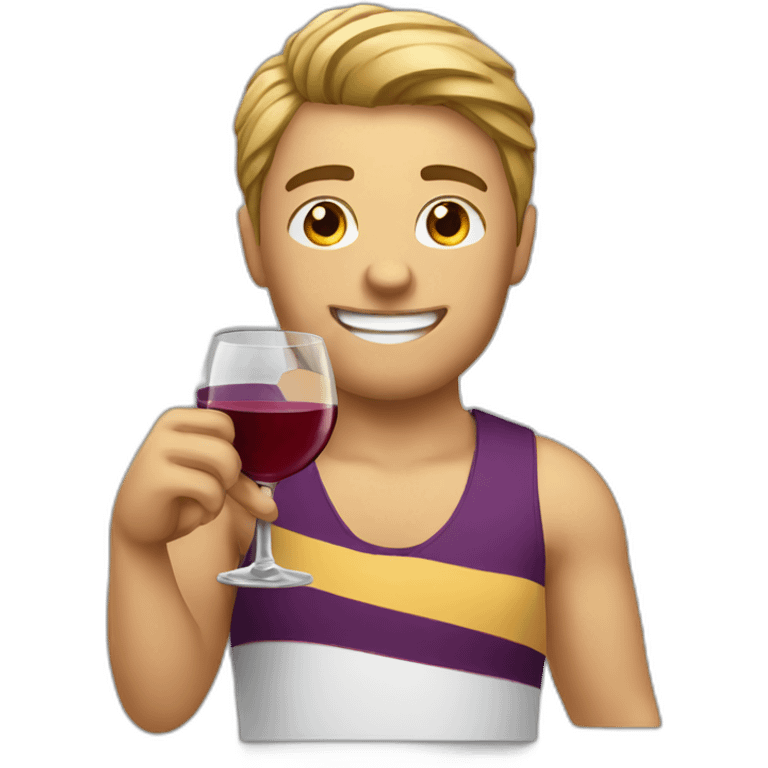 doing sports and drinking wine emoji