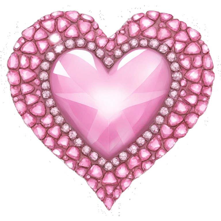 soft pink heart in large round rhinestones, symmetrical, shining emoji