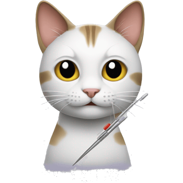 Cat holding needle emoji