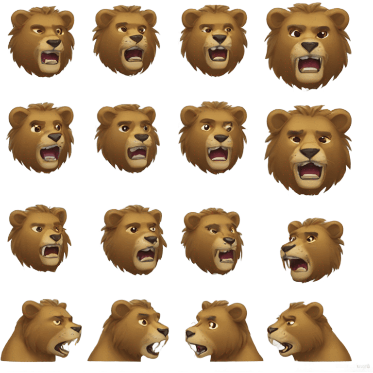 Bear punch lion emoji