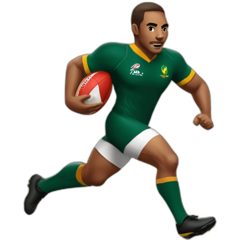 Springbok Rugby player running with the ball emoji