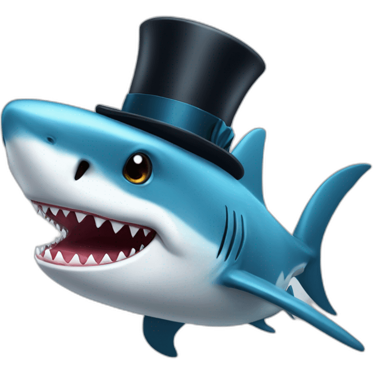 Shark with a top hat emoji