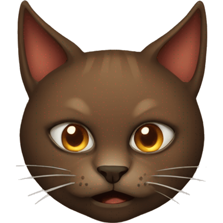 Brown cat with evil horns and firw emoji