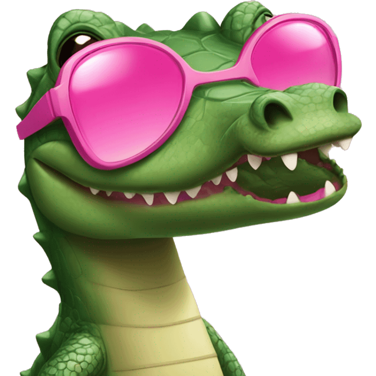 Crocodile with pink shorts and pink lipstick with pink sunglasses emoji