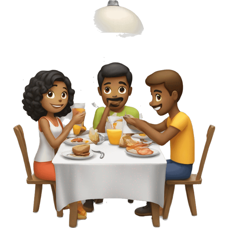 People eating breakfast at a restaurant together emoji