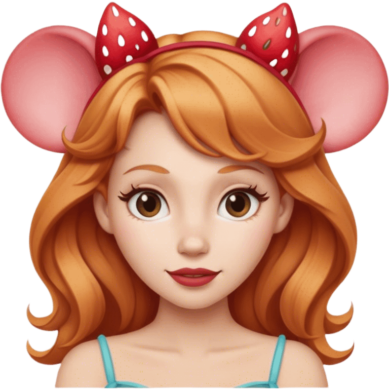 Strawberry blonde woman with Disney ears emoji