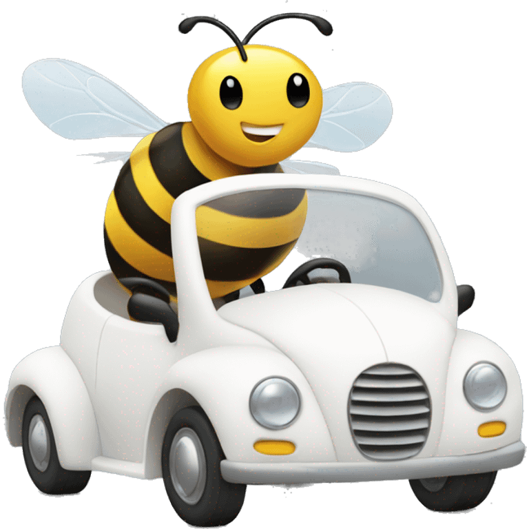 Bee driving a white car  emoji