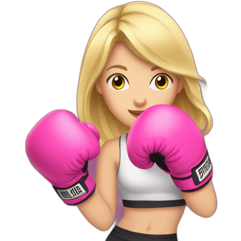 blonde girl wearing pink boxing gloves emoji