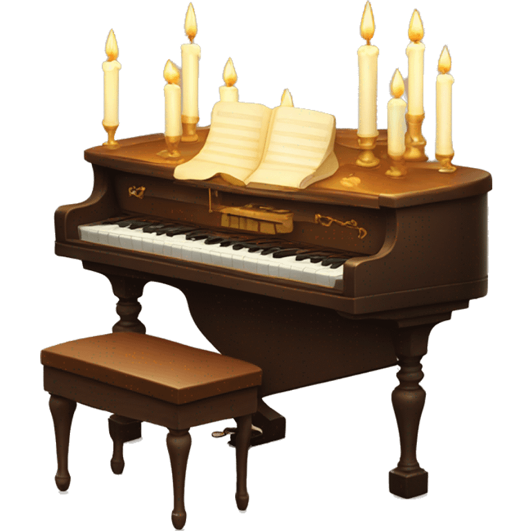 vintage piano with candles on top emoji