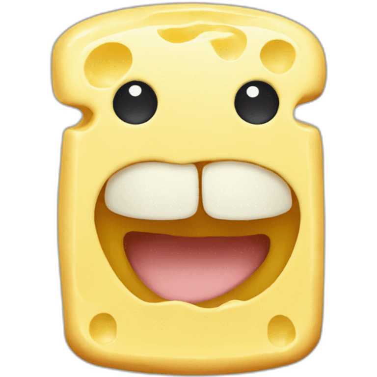 Butter with dot eyes and mouth having arms and legs emoji