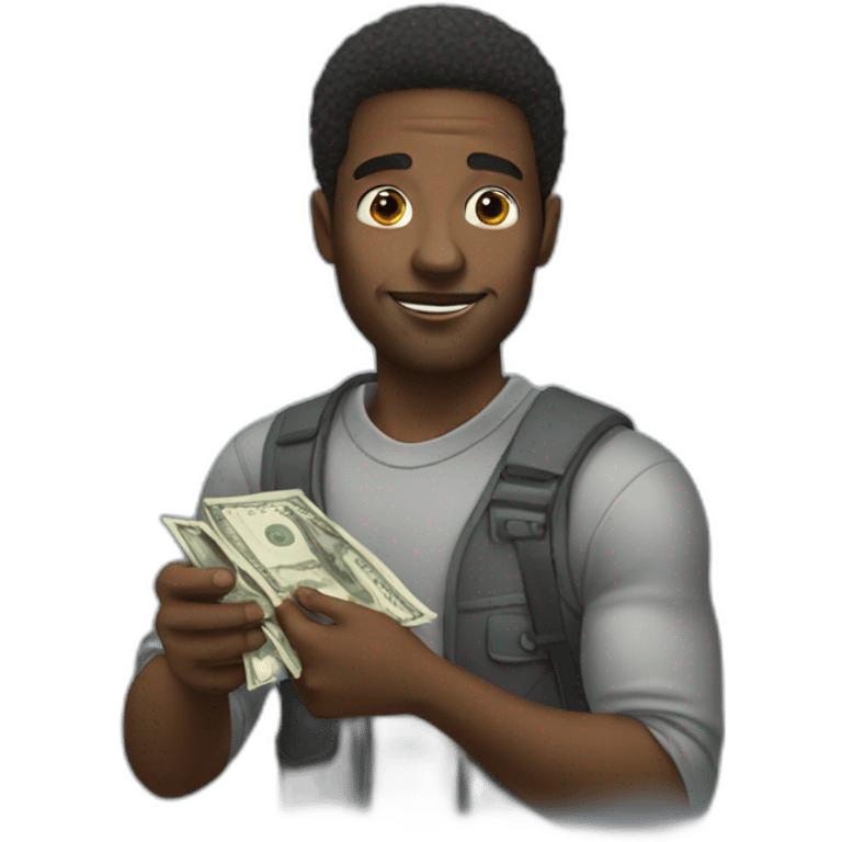 black man paying money emoji