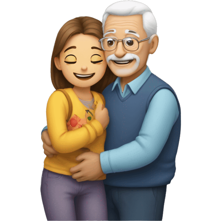 Grandpa huggings with girl emoji