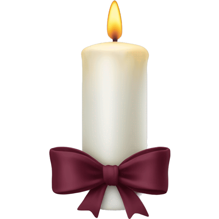 white candle with burgundy bow  emoji