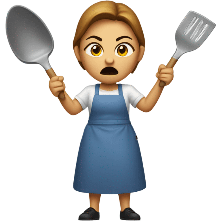 angry woman throwing kitchen utensils in anger using face with symbols on mouth emoji emoji