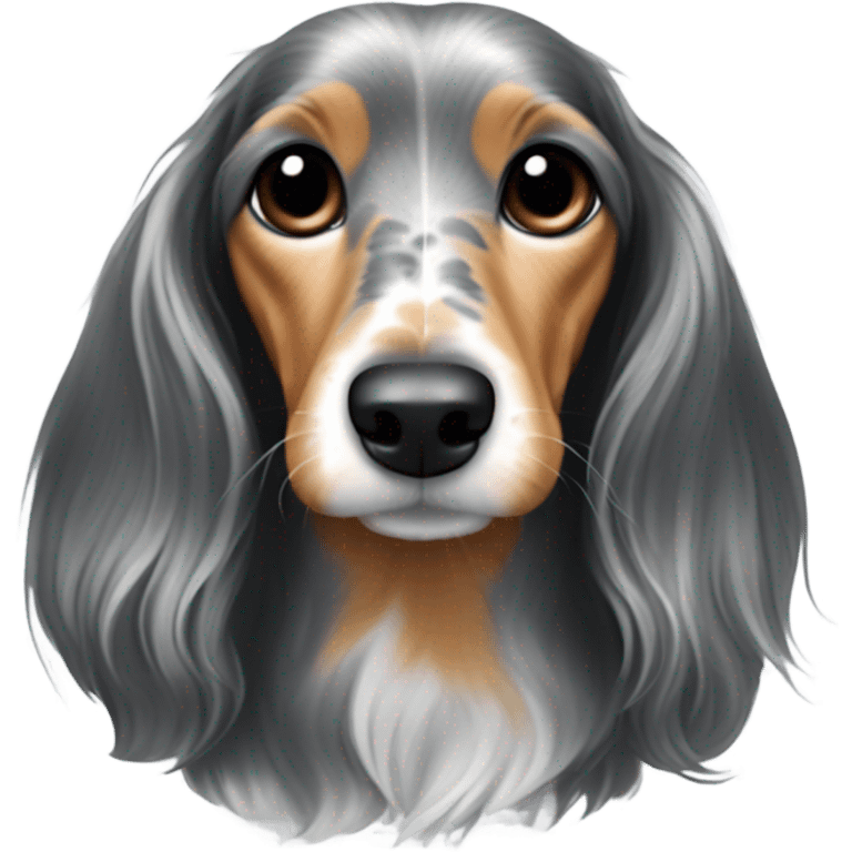 Long-haired marble dachshund emoji