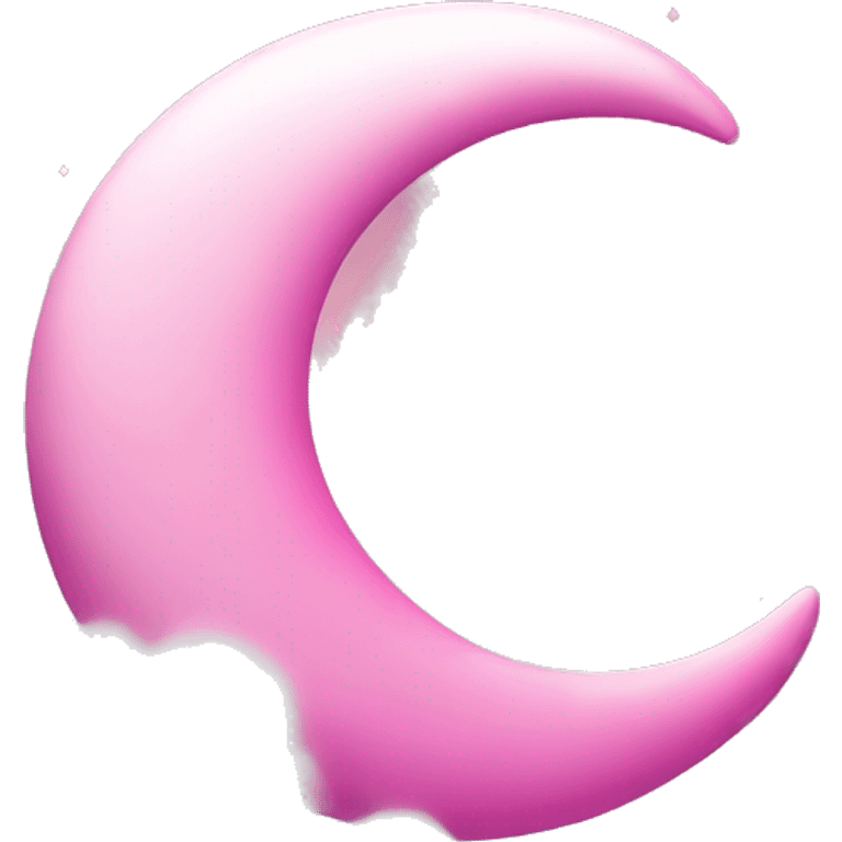 Pink crescent moon with sparkly white clouds emoji