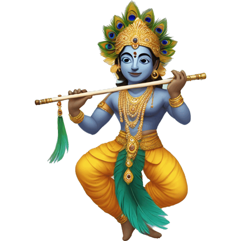 Lord Krishna with peacock feathers and flute  emoji