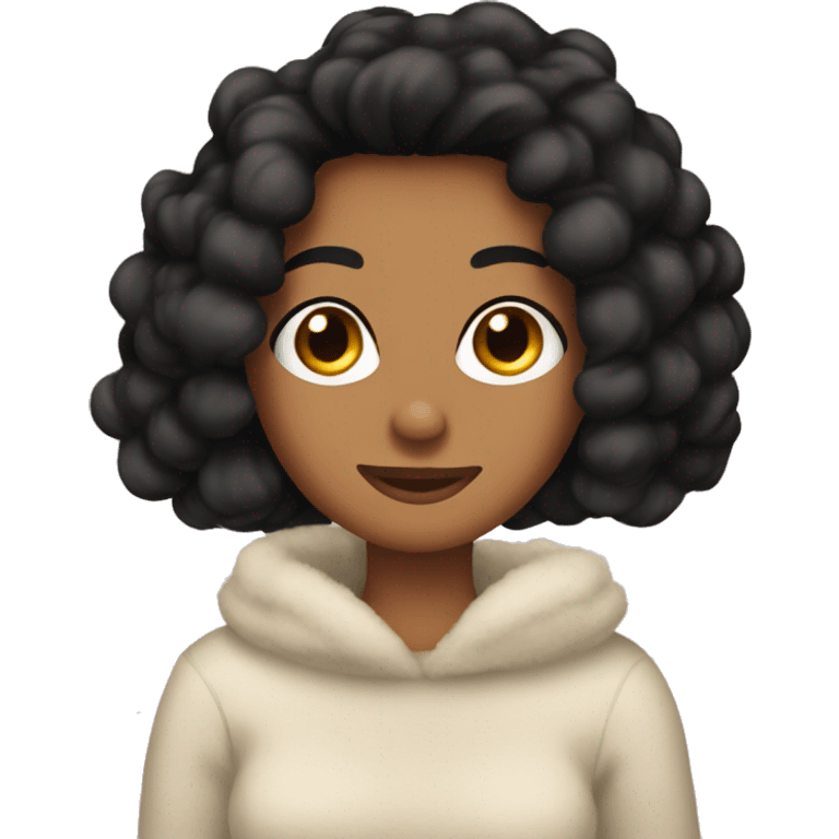 Black hair tan skin cozy Christmas emoji