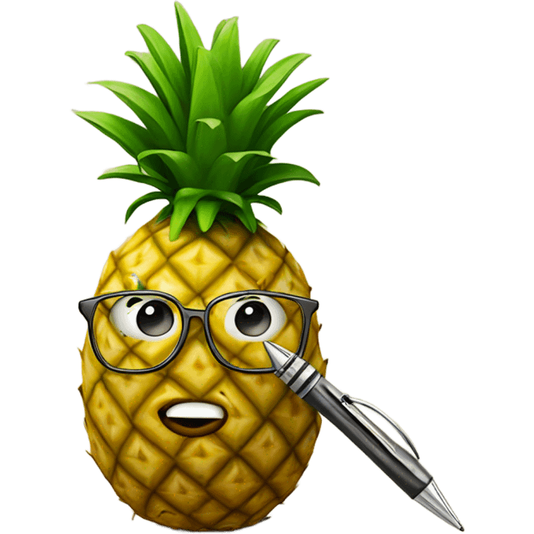 A Pineapple with a pen making a house emoji