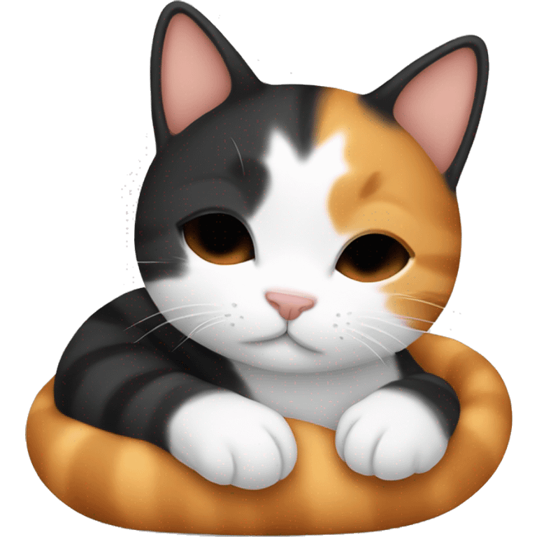 cozy black white and ginger baby cat sleeping emoji