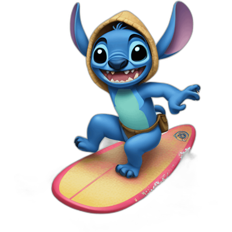 Disney Stitch surfing emoji