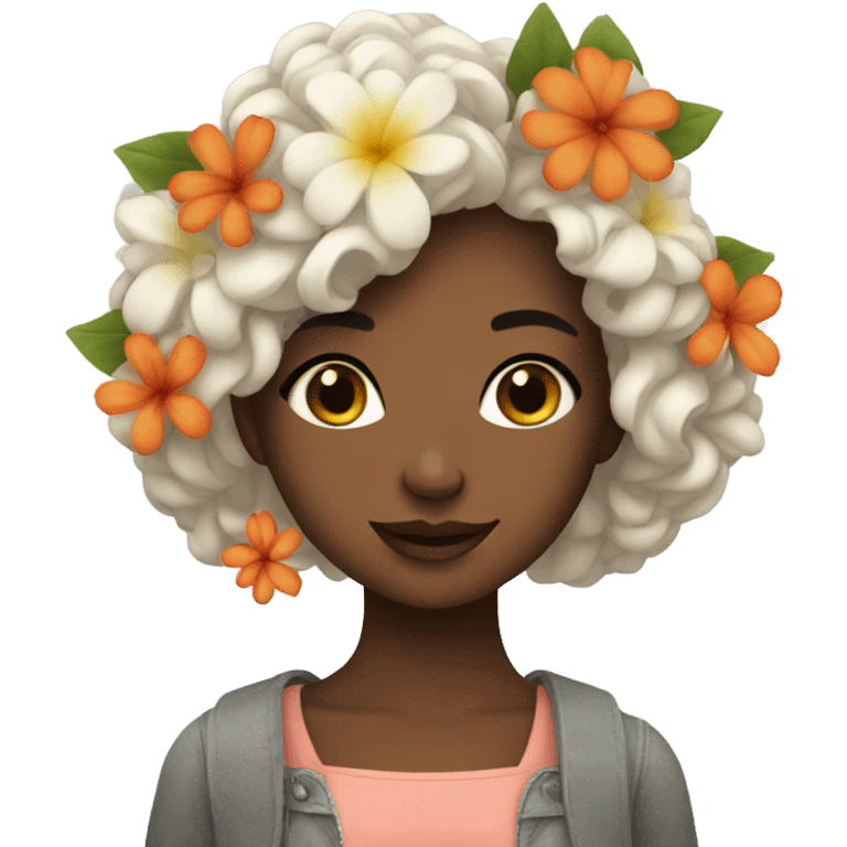 Beautiful girl with flowers emoji