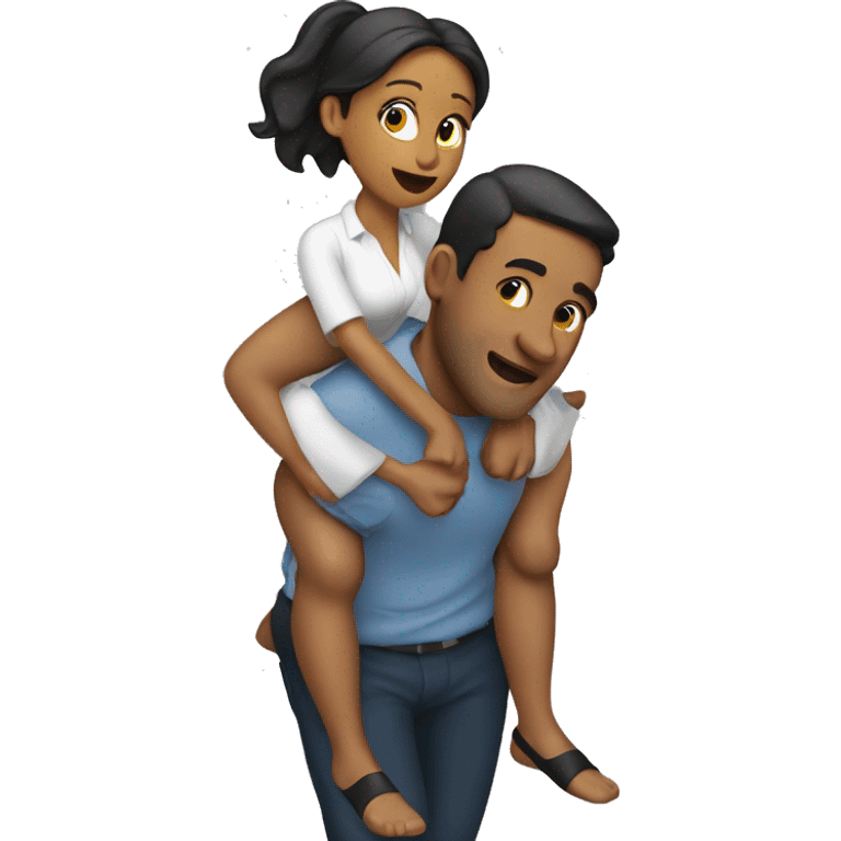 a woman giving a man a piggy back ride emoji